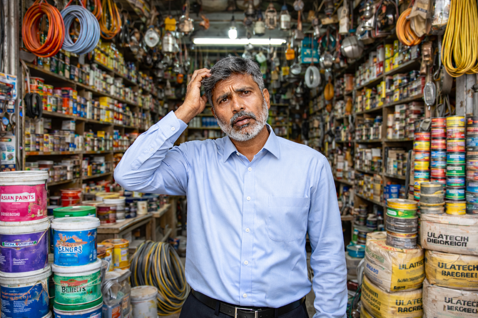 Retail store owner in hardware shop